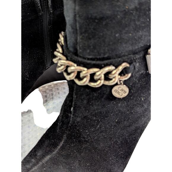 BCBGENERATION! MERRY BLACK SUEDE LEATHER WEDGE HEELS CHAINED BOOTS! SZ 7.5B - Picture 4 of 11
